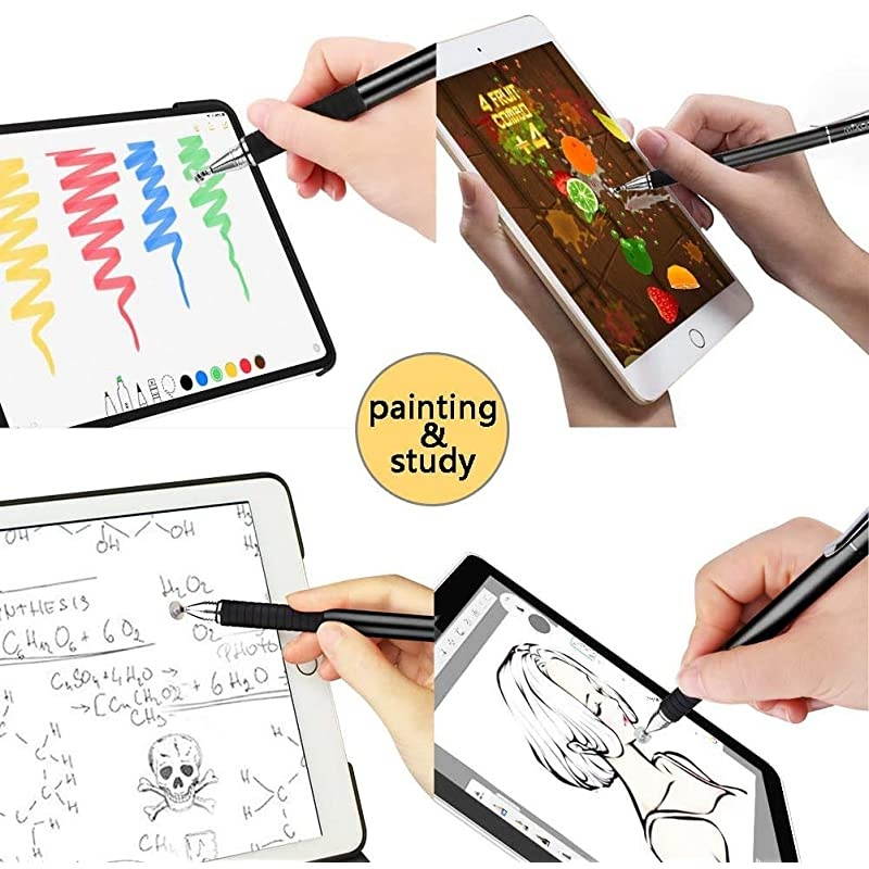 Capacitive Stylus PenDisc and Fiber Tip 2in1 Series High Sensitivity and PrecisionStylus for iPadiPhone and Other Touch Screens Devices Black