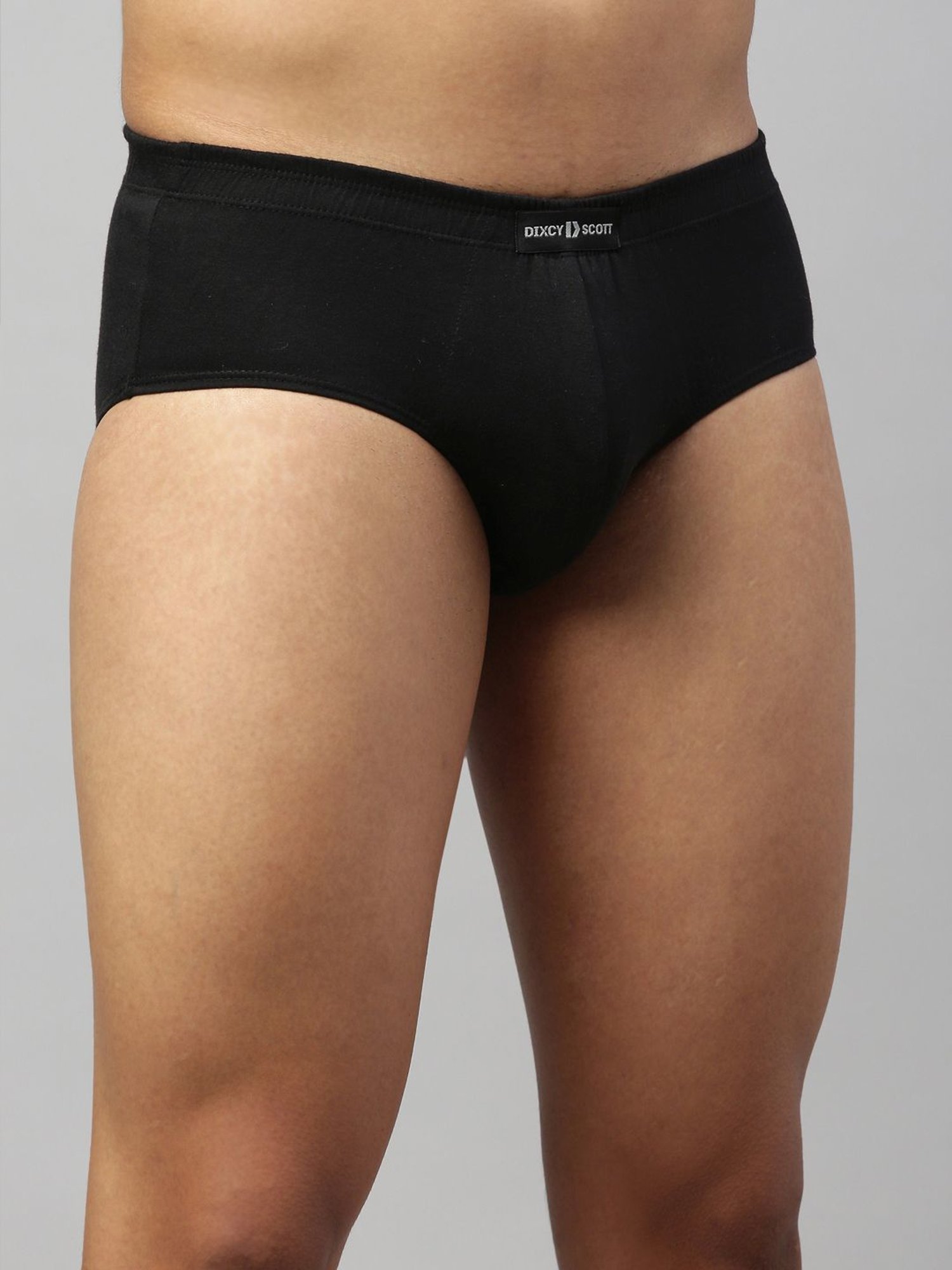DIXCY SCOTT MAXIMUS Black & Charcoal Melange Cotton Regular Fit Briefs - Pack Of 2