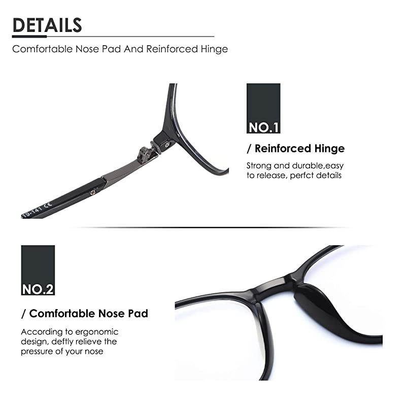 Blue Light Blocking Glasses Women Men- Computer Fake Glasses HD Clear Lens glasses3030 (Black+BAOWEN)