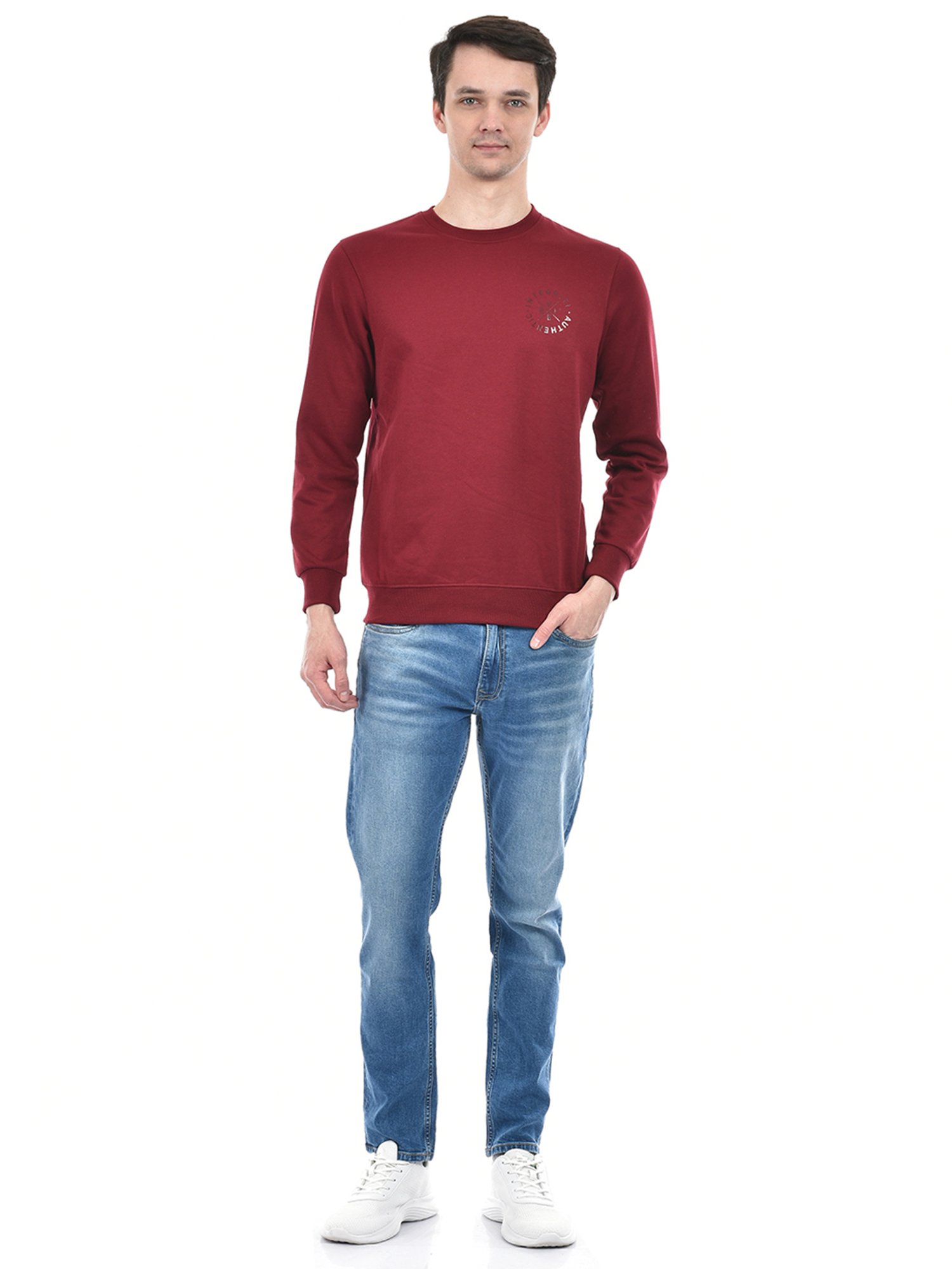 Integriti Maroon Regular Fit Printed Sweatshirt