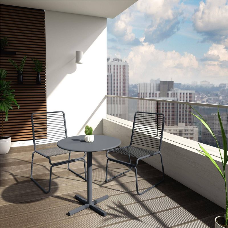 Nyla 3pc Patio Bistro Set - Charcoal Gray - CosmoLiving