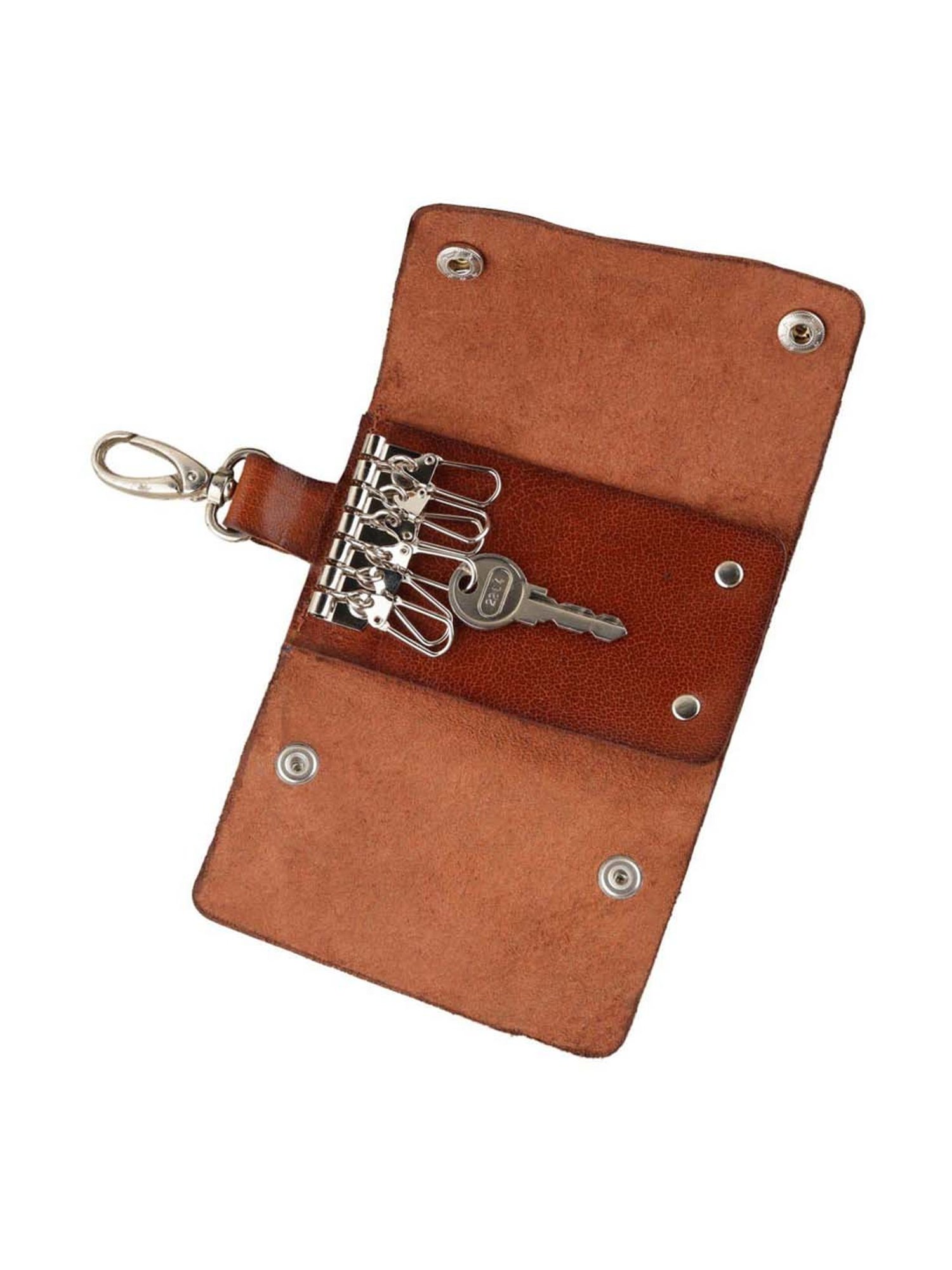 SASSORA Sliver Leather Keychain Key Ring Holders Anniversary Gift, Birthday Gift - Pack of 2