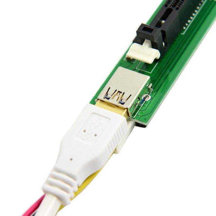 PCI-E 1x to 16x Mining Machine Enhanced Extender Riser Adapter with USB