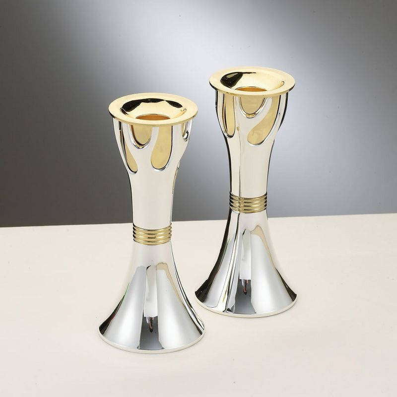 Rite Lite 5.75" Tree of Life Sabbath Candle Stick Set - Silver/Gold