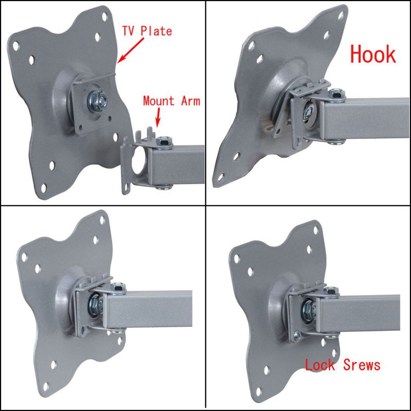 VideoSecu Full Motion Tilt Swivel TV Monitor Wall Mount Swing Arm Bracket for Toshiba 19 20 22 24 26 27 28 inch LED LCD 19LV505 19LV506 19AV500U 19AV501U 19AV51U 24D1633DB 24W1633DB BA2