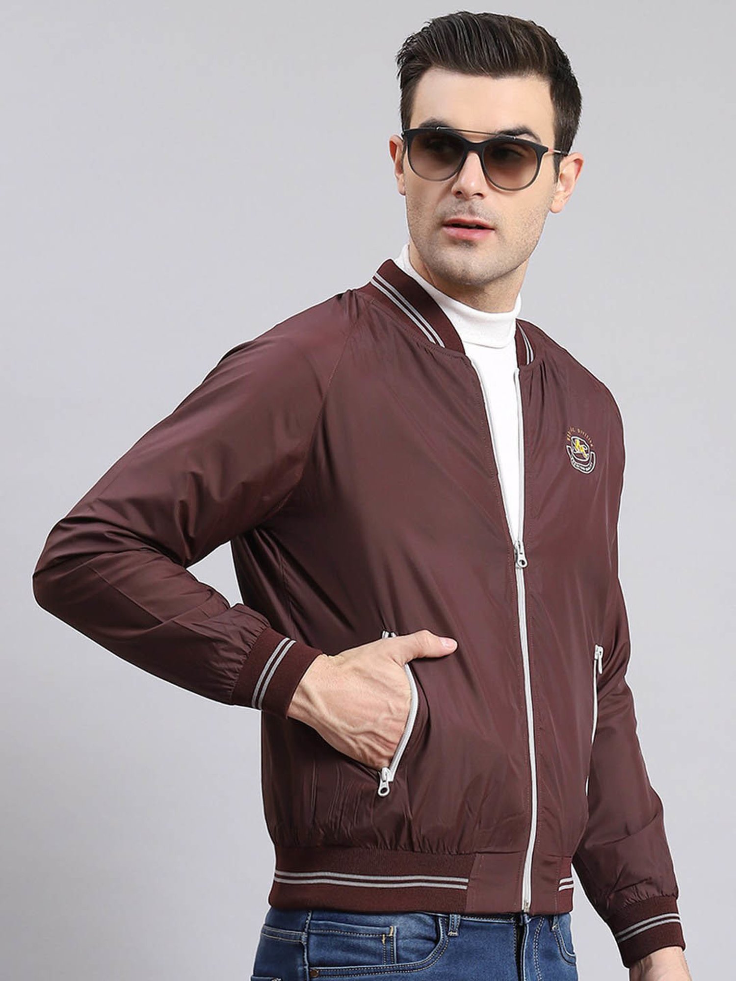 Hummel Grey Regular Fit Bomber Jacket