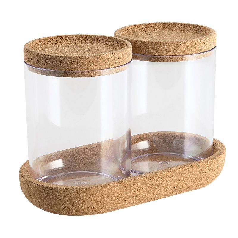 Canister with Cork Bathroom Tray Clear - Allure Home Creations
