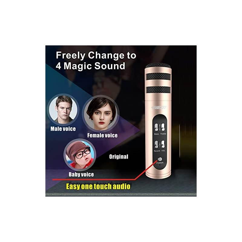 Music Recording Microphone with Desktop Tripod,Condenser Microphone Integrated Reverb Sound Effects for Phone Recording,Gaming,Podcasting and Karaoke Singing