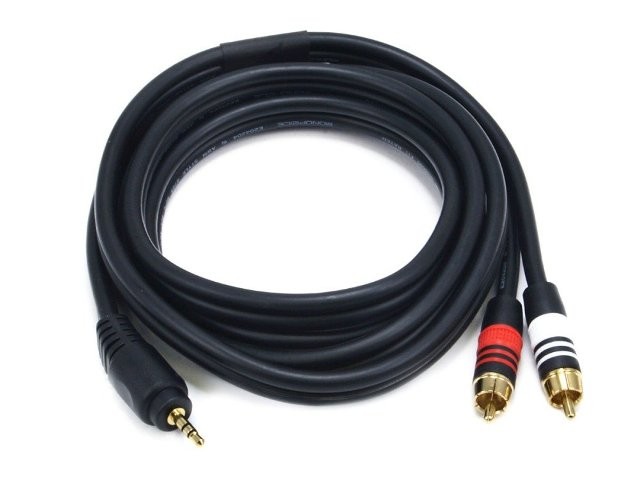 eDragon Premium Stereo Male to 2RCA Male 22AWG Cable Black 6 Ft