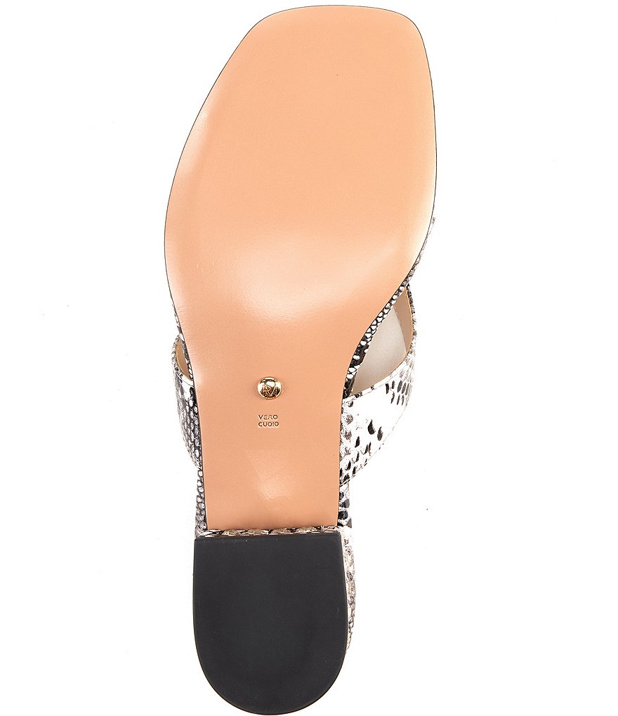 Pelle Moda Niall Snake Embossed Leather Crystal Heel Square Toe Thong Slides