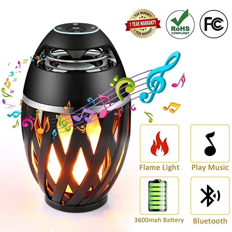 Flame Speakers Flickering Flame Atmosphere Light with Bluetooth 42 Wireless Portable HD Audio Waterproof Speaker Bass Speaker Dimmable Warm Light for iPhoneiPadAndroid