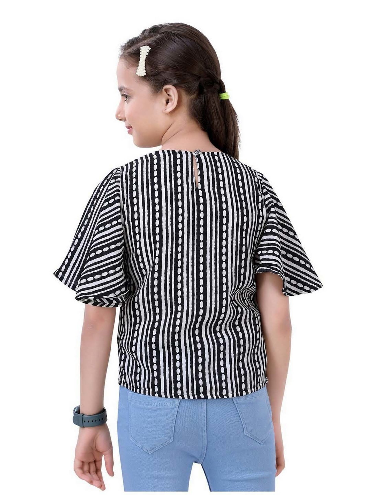 poplins Kids Black & White Cotton Printed Top