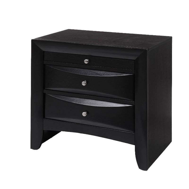 2 Drawer Contemporary Wood Nightstand by Ireland Black - Benzara
