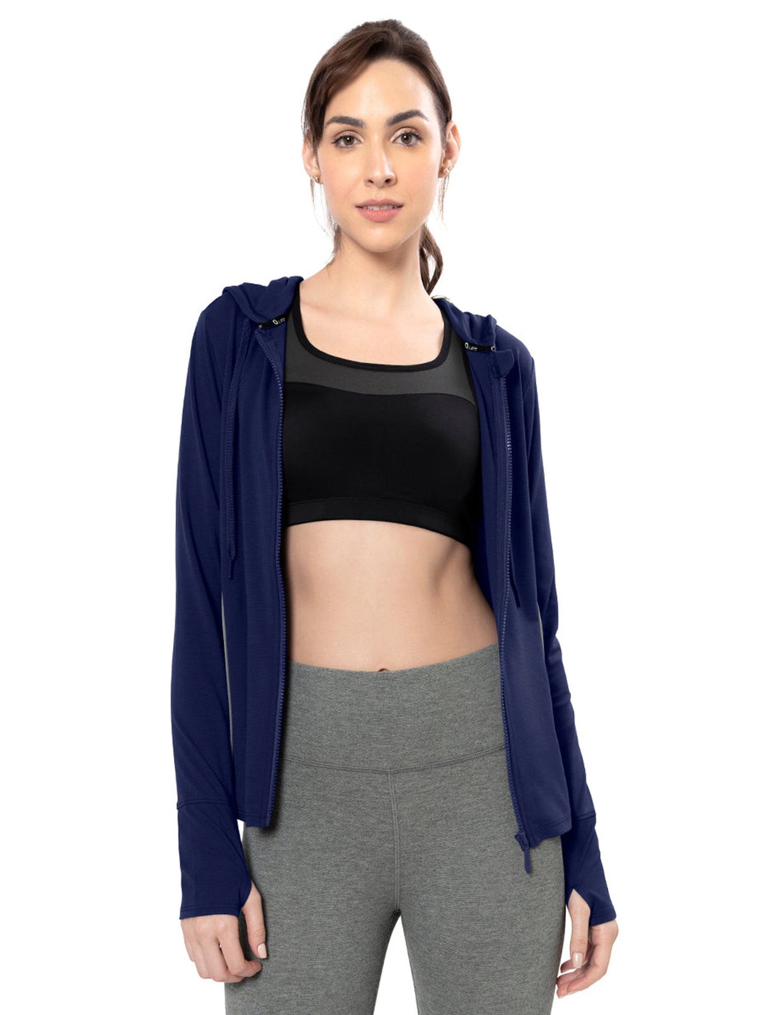 Amante Blue Hooded Sports Jacket