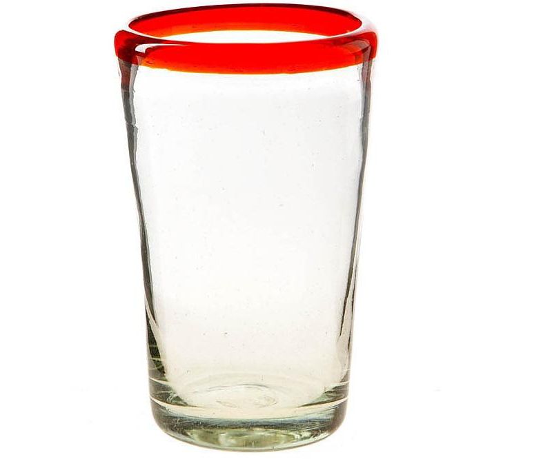 Amici Home Authentic Mexican Handmade Baja Hiball Glass, 19oz, Assorted Set of 4