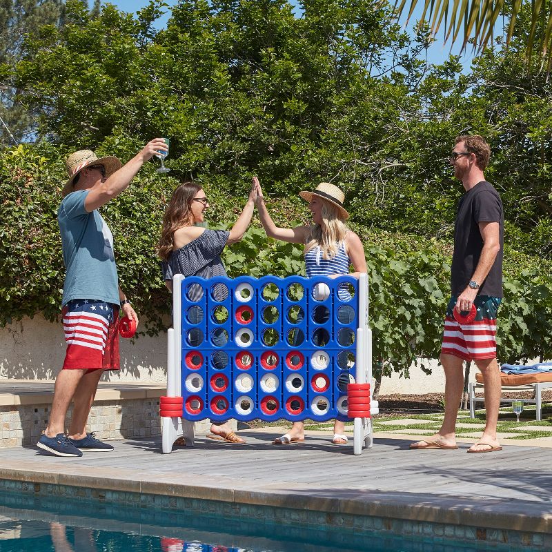 ECR4Kids Jumbo 4-to-Score Giant Game with Carry Bag, Lawn Game, Connect-All-4 - Red, White and Blue