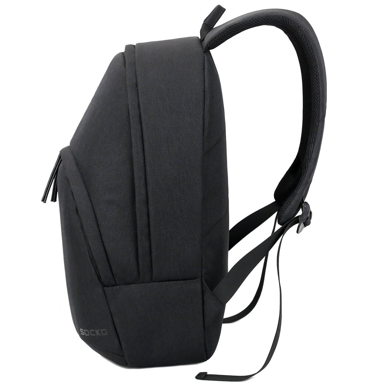 SOCKO Laptop Backpack 15.6 Inch, Ultra Lightweight Slim Water Resistant Casual Daypack Travel Business Backpack School Student Bag College Backpack for 13,14,15-Inch Laptops / MacBook Computers,Black