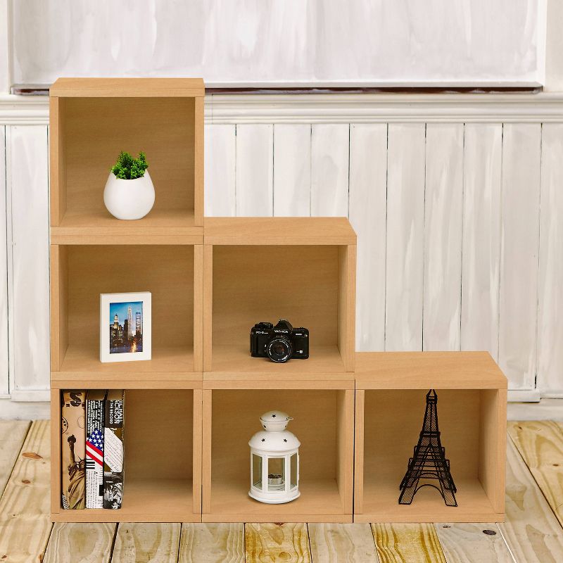 Way Basics Stackable Eco Cube Storage Cubby Organizer Natural Wood Grain