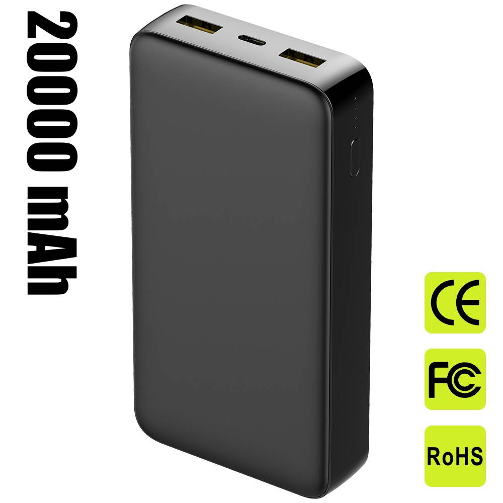 Quick Charge 3.0 USB-C PD Power Delivery Portable Power Bank Battery Pack Triple USB Charger 20000mAh - Black