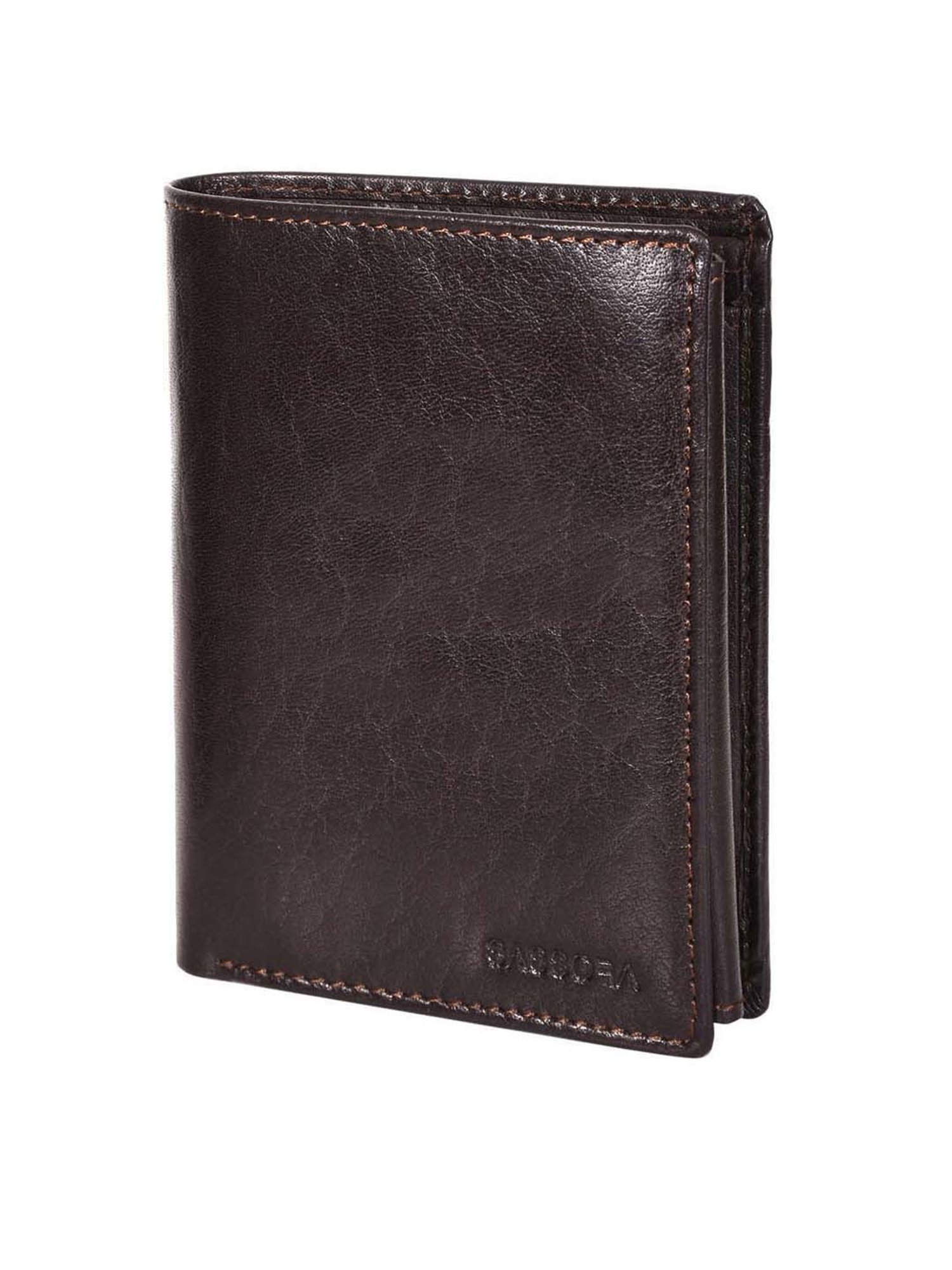 SASSORA Brown Casual Leather Rfid Bi-Fold Wallet for Men