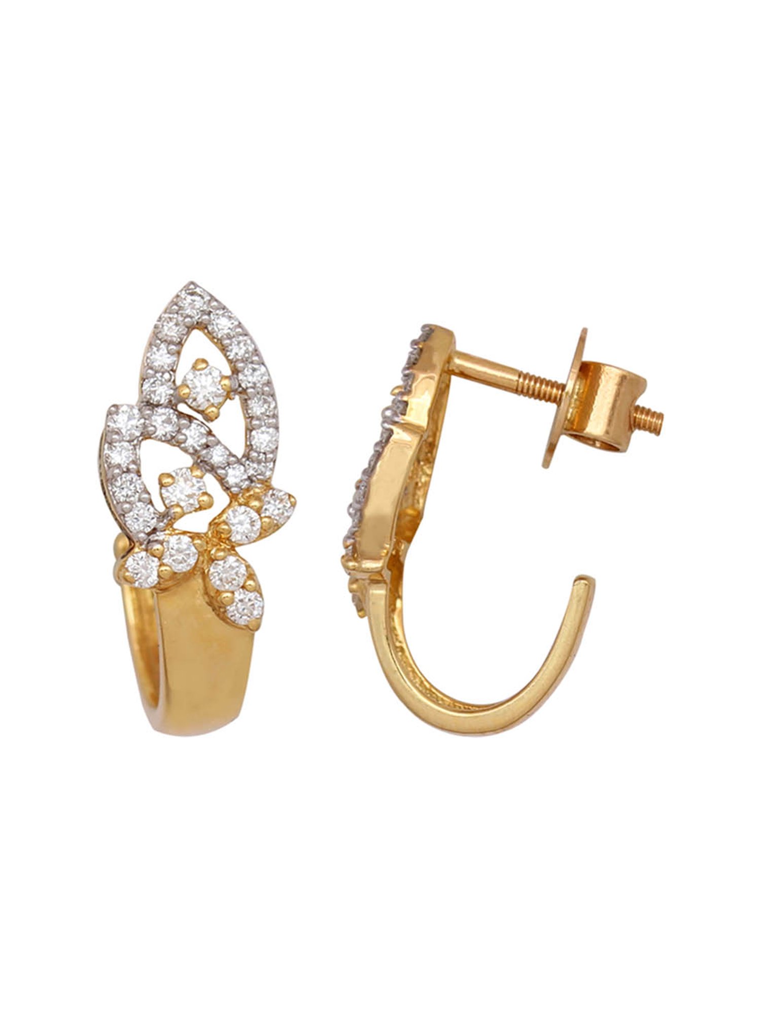 Waman Hari Pethe Jewellers 18k Gold & Diamond Earrings