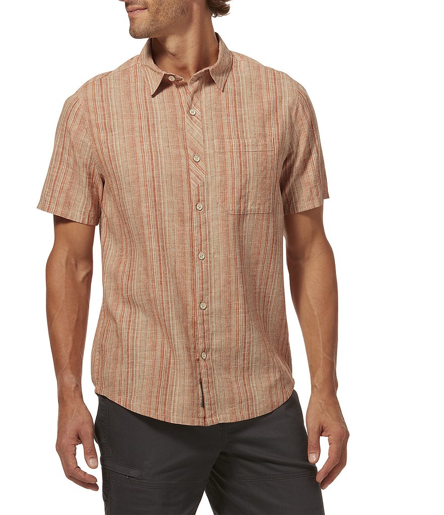 Royal Robbins Hempline Vertical Stripe Performance Short-Sleeve Organic Materials Woven Shirt