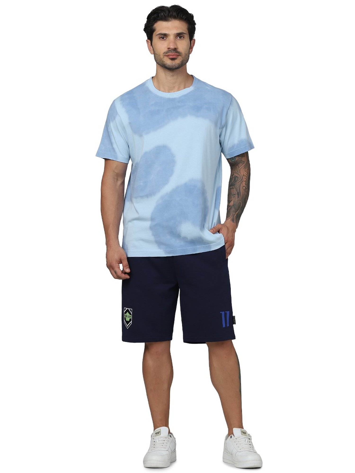 celio* Navy Regular Fit Printed Cotton Shorts