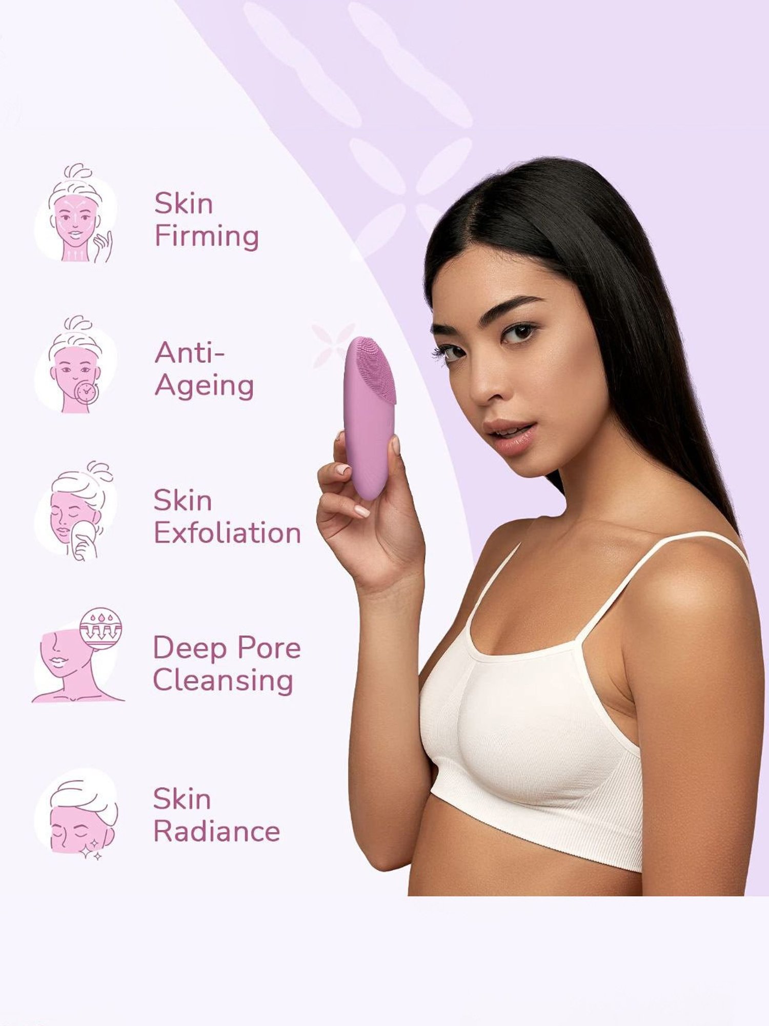 Caresmith Bloom Rose Quartz Gua Sha Face Massage Tool for Women, Battery Powered (Rose Quartz)