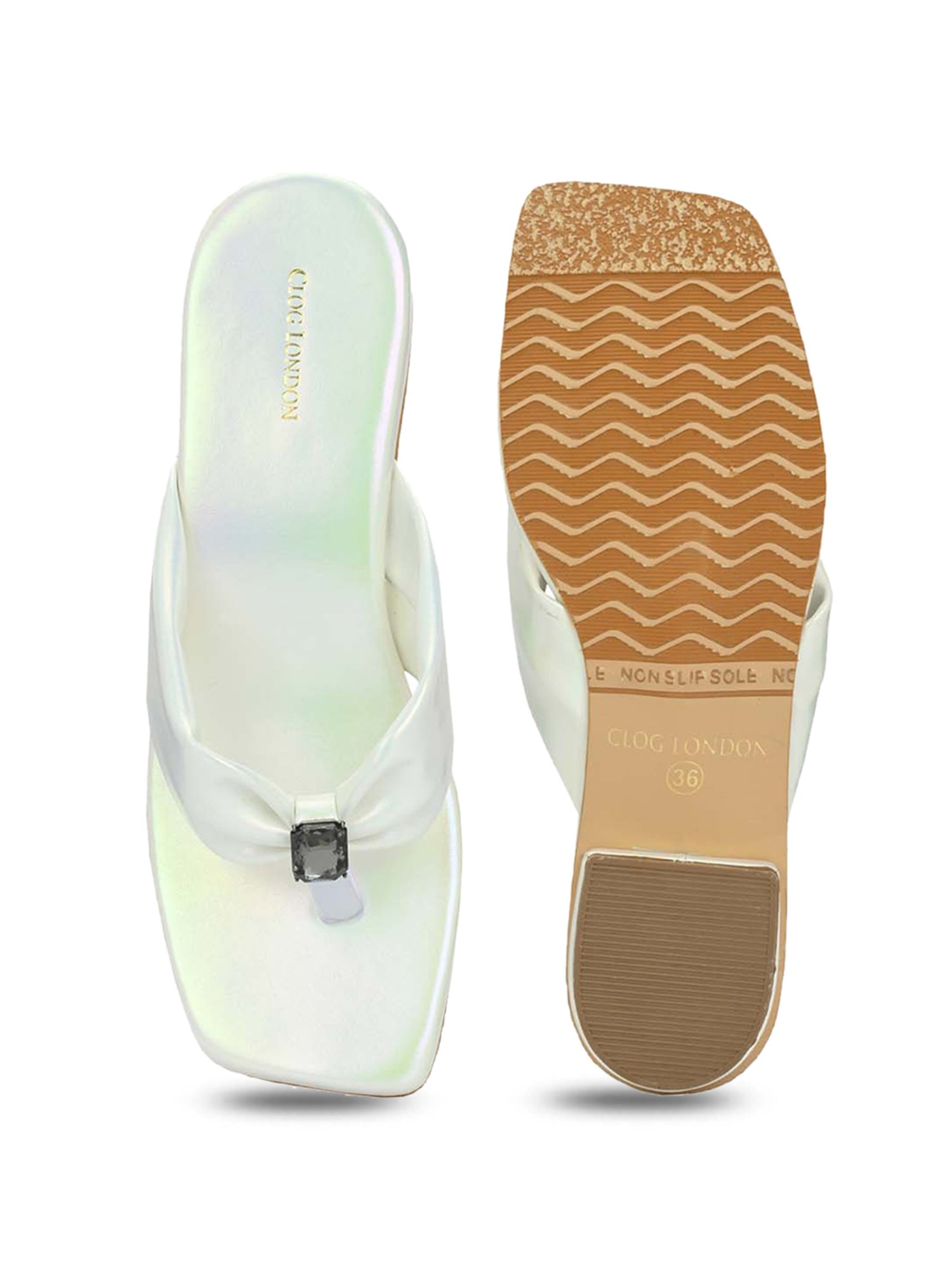 Clog London Women's White Thong Sandals