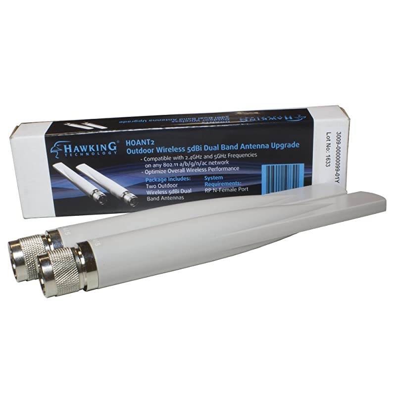 Outdoor Wireless 5dBi Dual Band Antenna Upgrade RP NTypeMale 2 Pack Bundle HOANT2