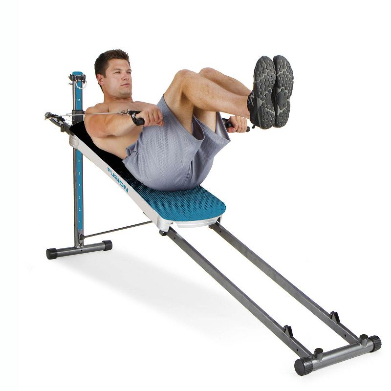 Total Gym Fitness Fusion Full Body Workout Home Fitness Exercise Machine, Teal