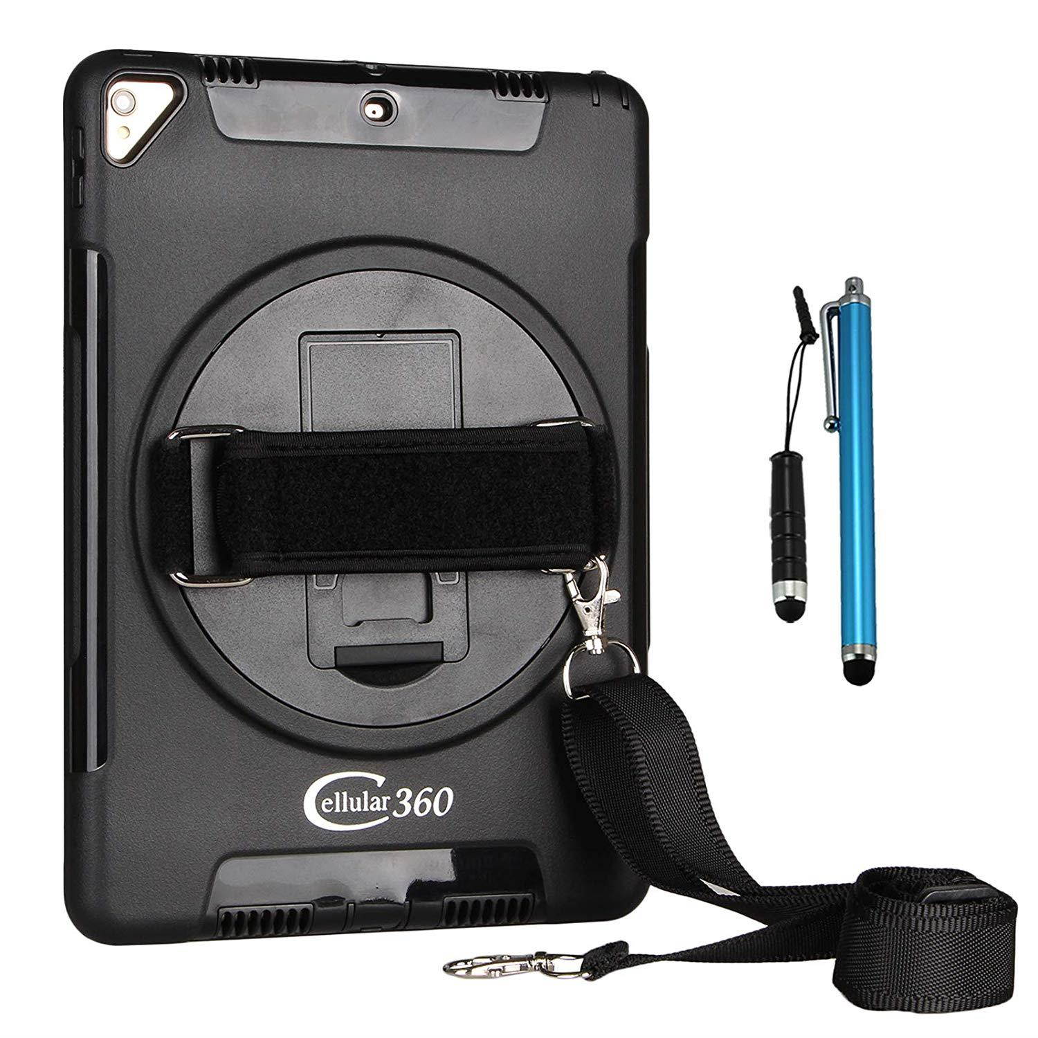 Cellular360 Shockproof Case for iPad Mini 4, Car Headrest Mount Case with 360 Degrees Swivel Stand, Adjustable Handle and Shoulder Strap (Black)