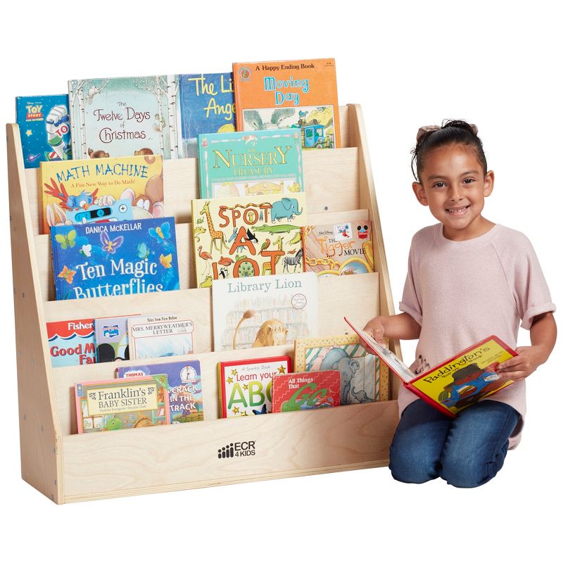 ECR4Kids Birch Streamline Book Display Stand, Kids Wooden Book Rack, Forward Facing Bookshelf