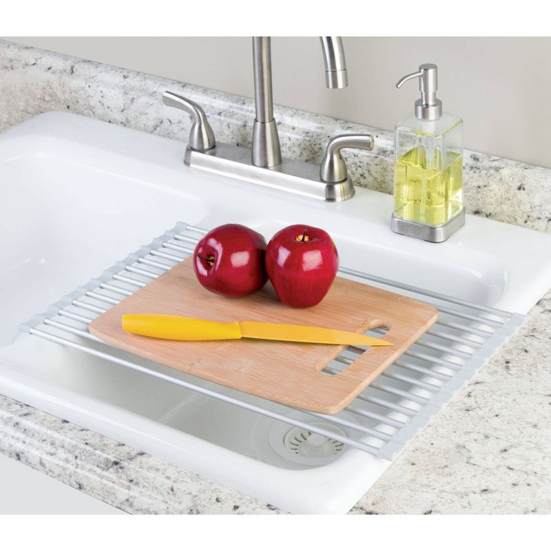 iDESIGN Metro Aluminum Over Sink Drain Board Silver