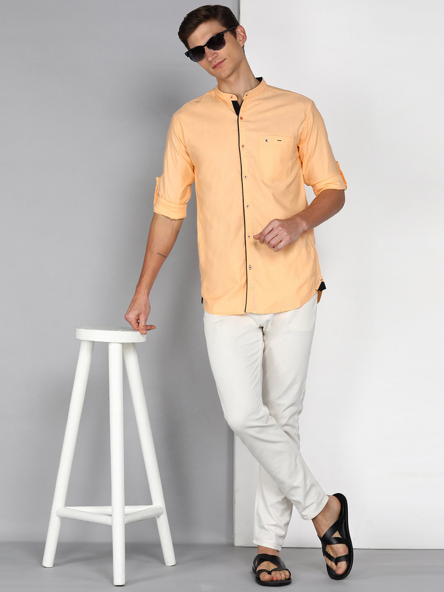 Kuons Avenue Peach Slim Fit Shirt