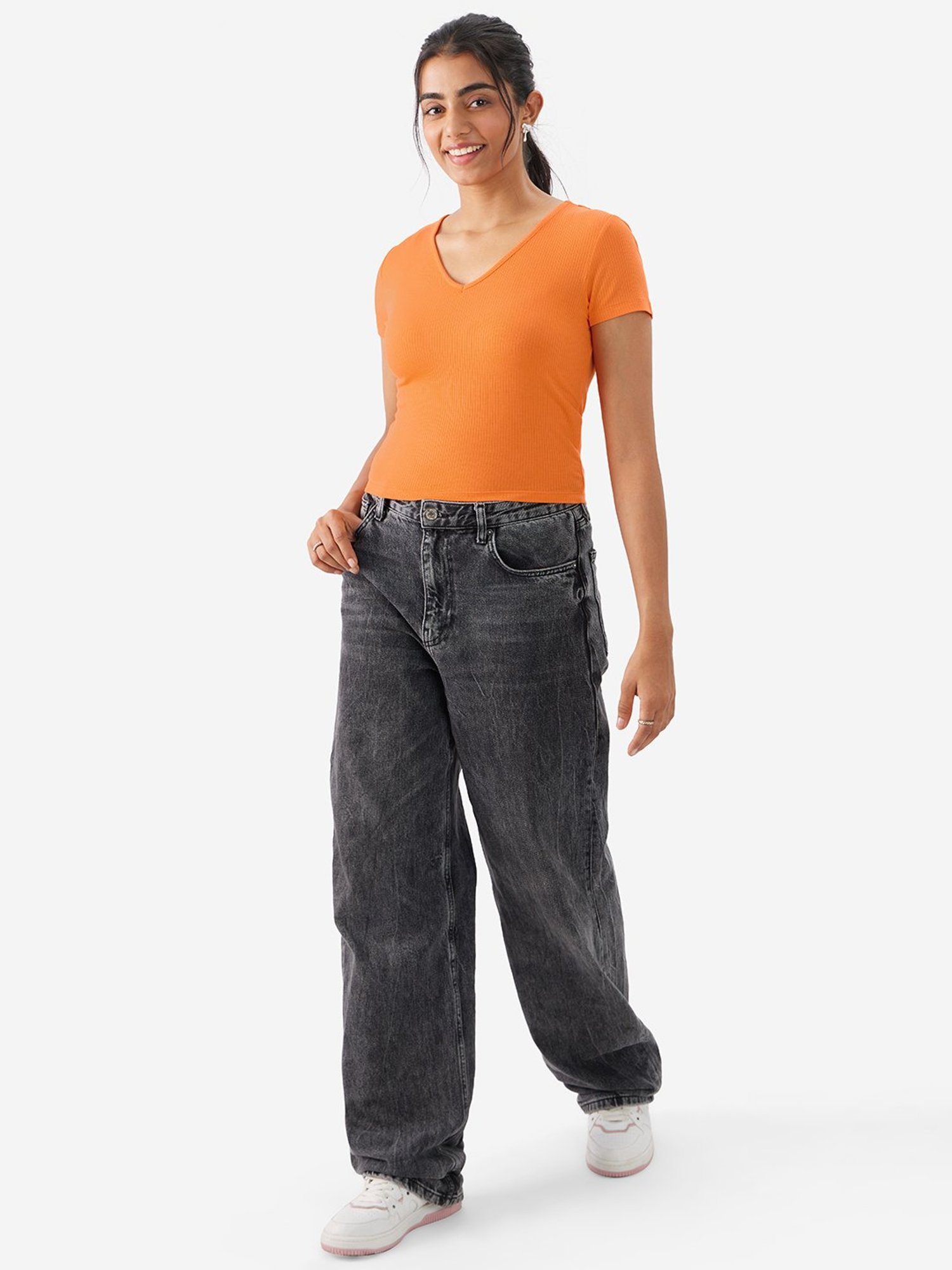 The Souled Store Orange Regular Fit Crop Top