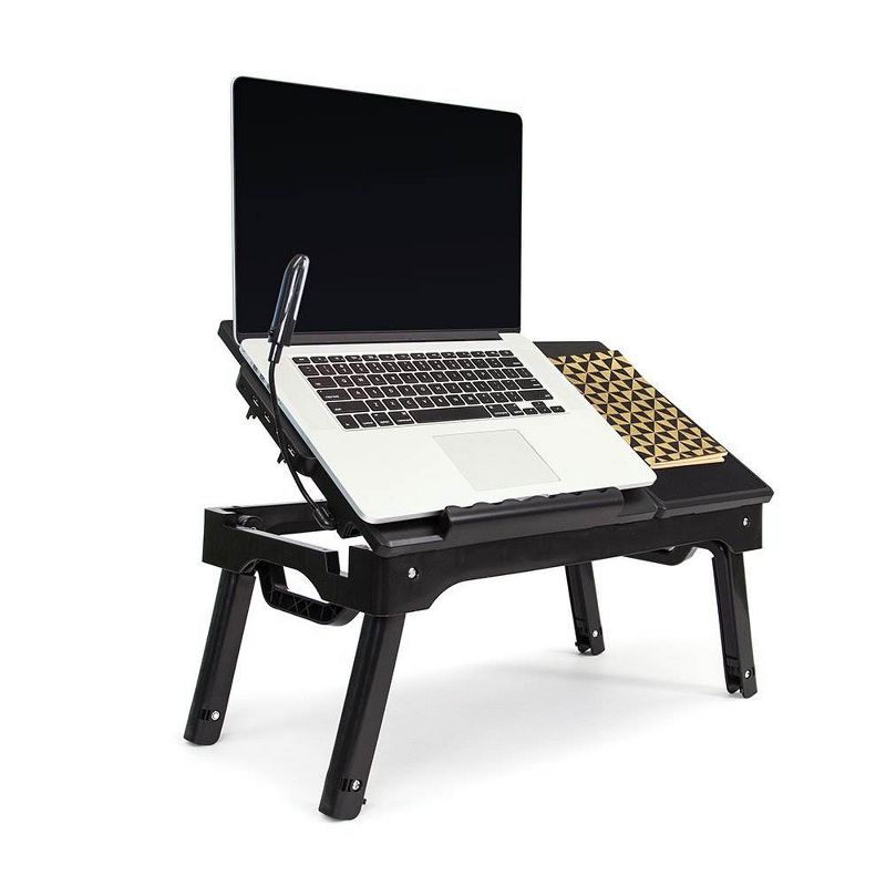 Origami Multi Functional Laptop Computer Tray Table Stand with LED Light, Black