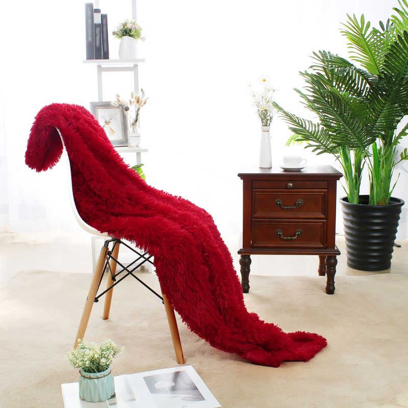 1 Pc Queen Faux Fur Lambswool Reversible Plaid Pattern Bed Blankets Purple  - PiccoCasa