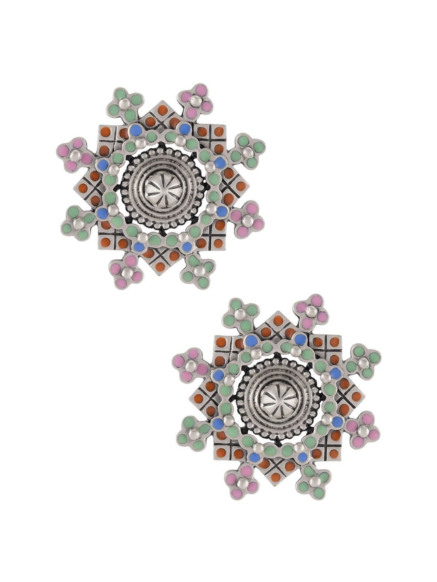 Tribe Amrapali Multi Coin Flower Chandrika Stud Earrings