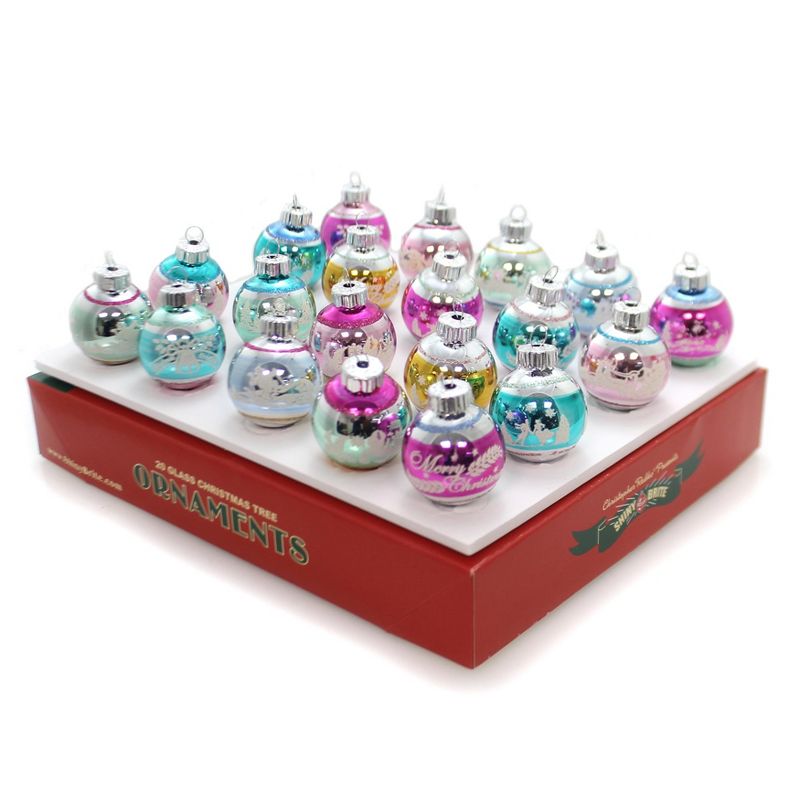 Shiny Brite 1.25" Vintage Celebration Flocked R # Shiny Brite Vintage Retro  -  Tree Ornaments