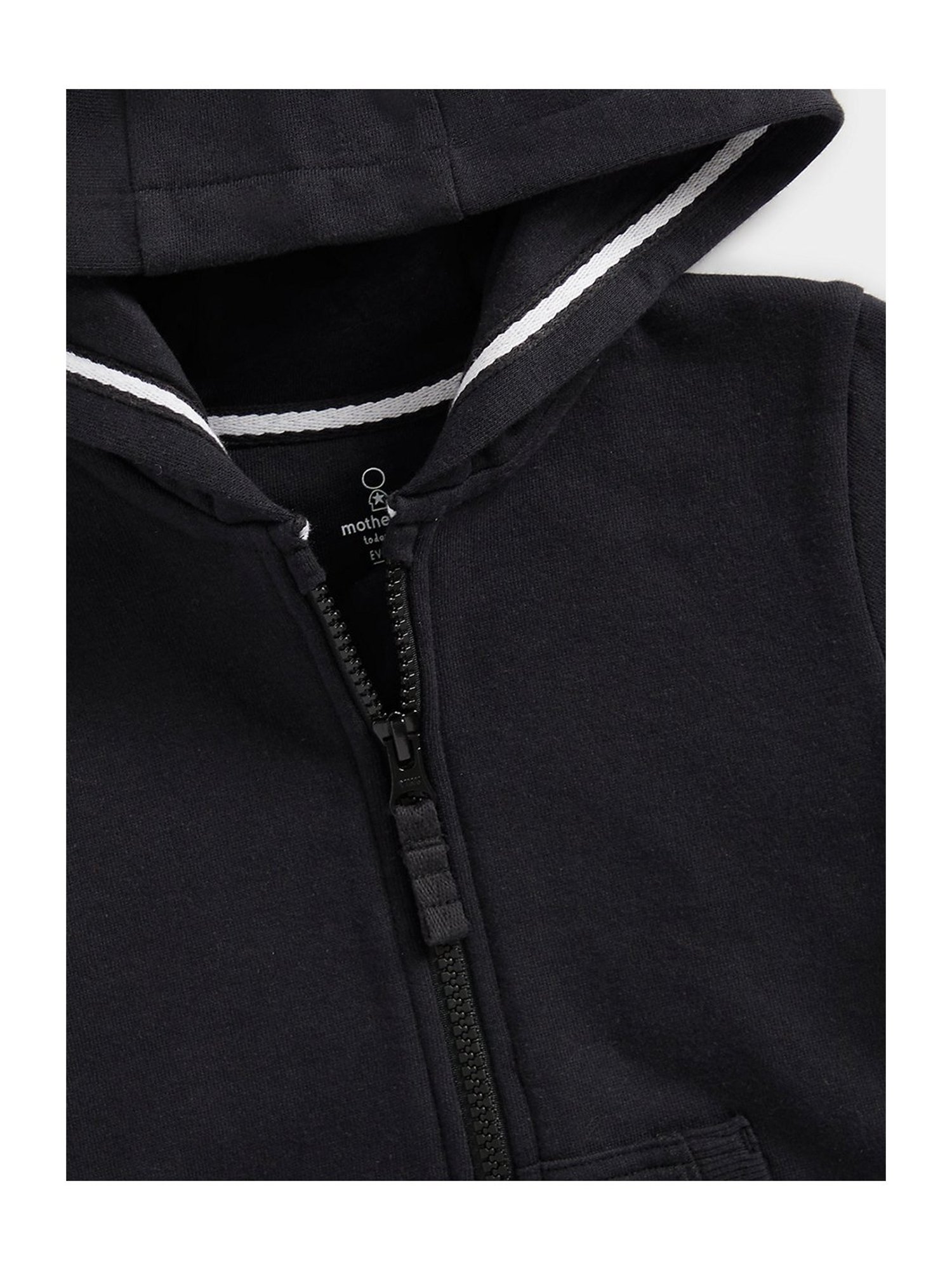Mothercare Kids Black Solid Full Sleeves Hooded Sweatshirt