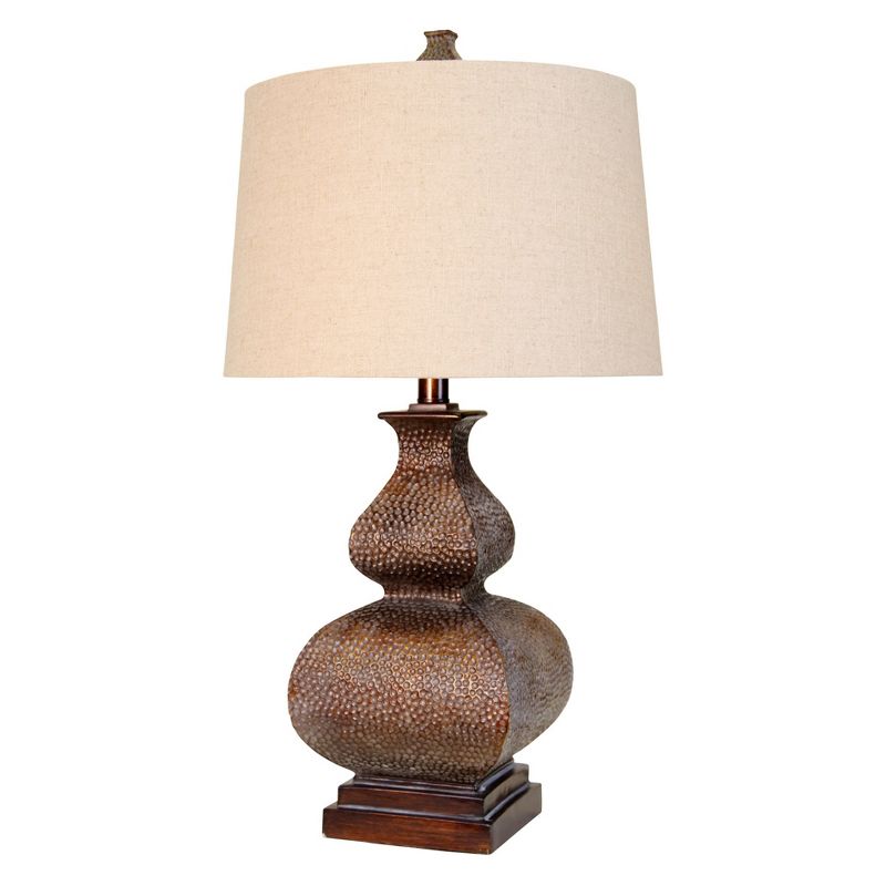 Berkshire Brown Table Lamp with White Hardback Fabric Shade  - StyleCraft