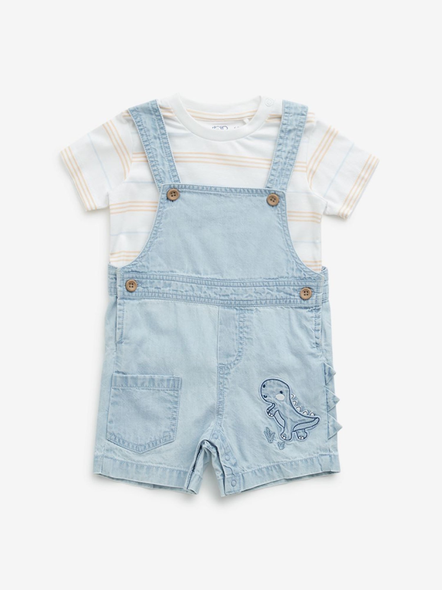 Budding Bees Kids Blue Ombre Jumpsuit with Attached Bow