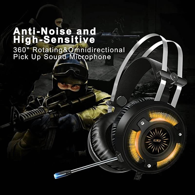 Stereo Gaming Headset for PS4, Xbox One Headset, Lightweight Noise Cancelling Over Ear PC PS5 Gaming Headphones with Anti-Noise Mic, 50mm Drivers, Surround Sound, Soft Memory Earmuffs