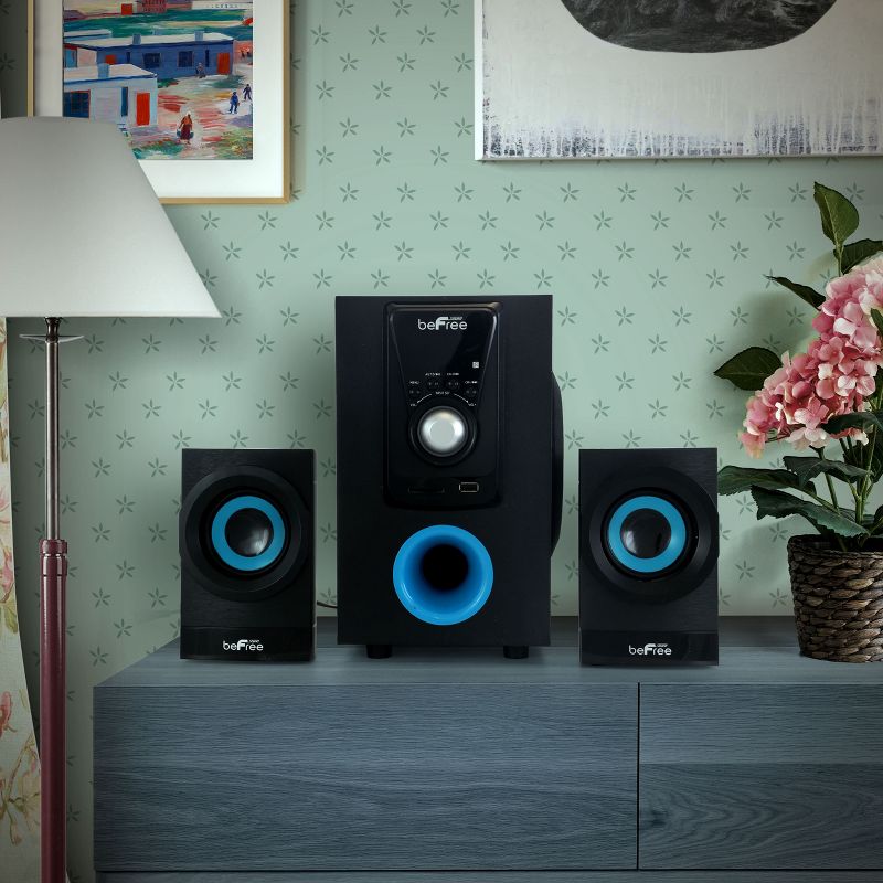 beFree Sound 2.1 Channel Bluetooth Surround Sound Speaker System in Blue