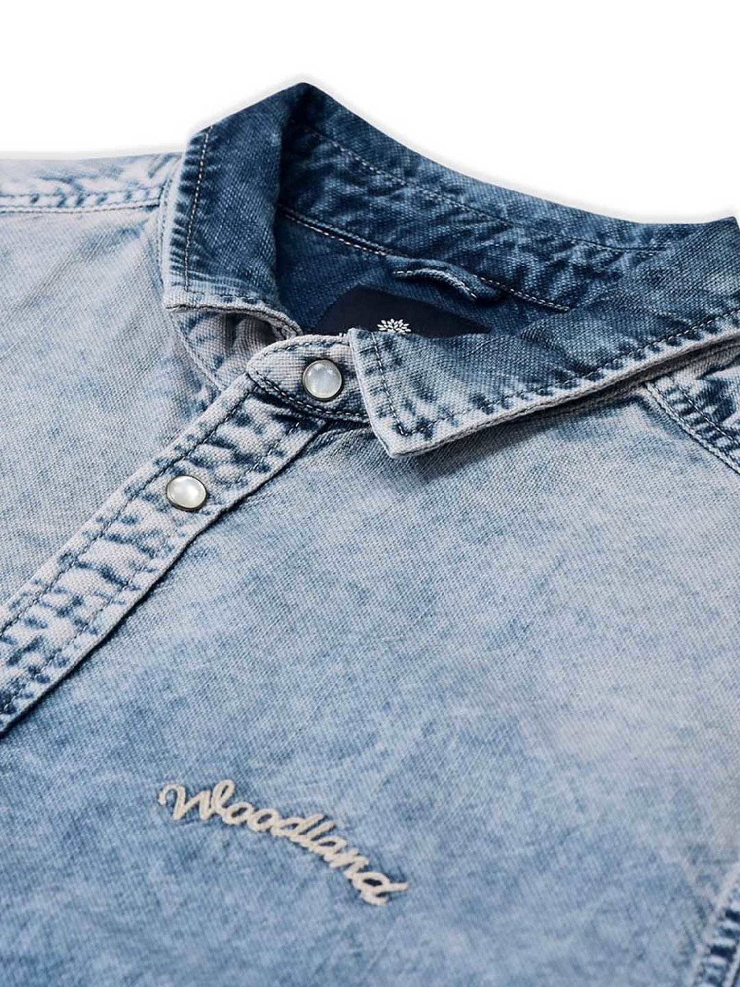 Woodland Light Blue Regular Fit Cotton Shirt