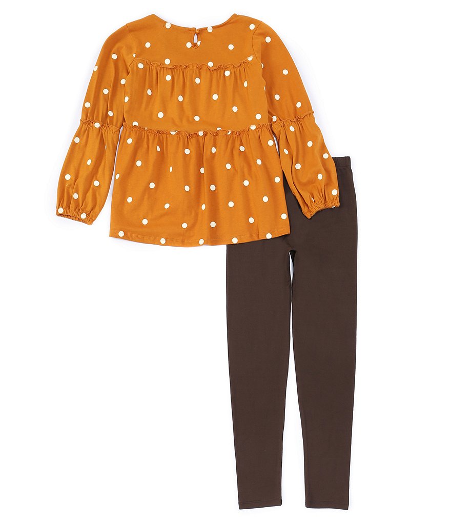 Xtraordinary Big Girls 7-16 Blouson-Sleeve Dotted Blouse & Solid Leggings Set