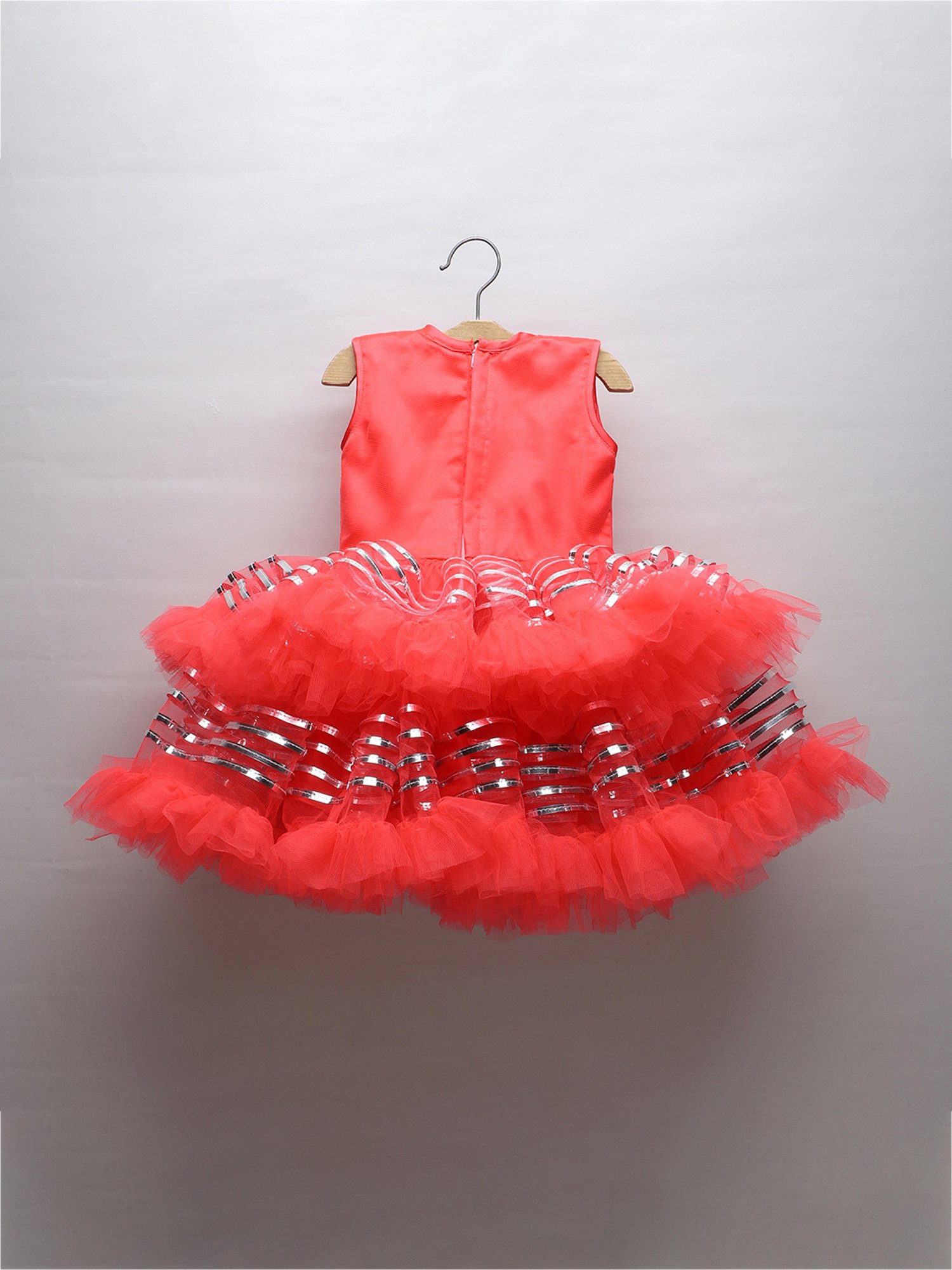 Many Frocks Kids Red Embellished Dress