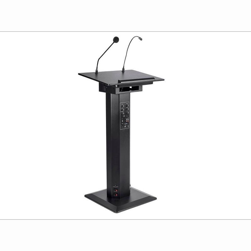 Monoprice Commercial Audio 60W Powered Podium Lectern with Built-in Speakers and Gooseneck Microphone (No Logo)