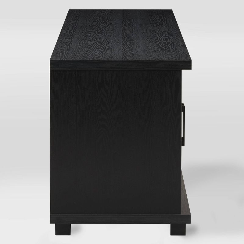 Fremont TV Bench with Glass Cabinets for TVs up to 90" Black - CorLiving